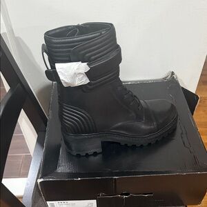DKNY Black Moto Combat Boots